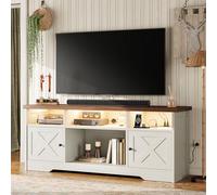 Coleshome Mueble TV Salon Blanco, Mesa TV con Enchufe y USB y LED