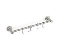 EMUCA - Colgador adhesivo utensilios de cocina para mueble, Organizador de utensilios con 5 ganchos, acero inoxidable