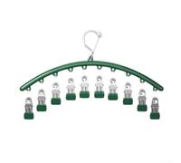 Colgador de calcetines de acero inoxidable resistente al viento con 36 clips para ropa interior, toallas, uso en interiores y exteriores, 41,5 x 25 cm (tinta verde)