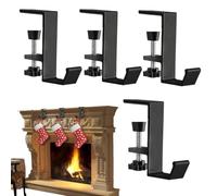Colgador de guirnalda para repisa de chimenea 4 piezas ganchos metálicos | Soporte para Calcetines Navideños Chimenea, Marco de Puerta Frontal, Entrada, Ventana, Casa, Exterio Negro