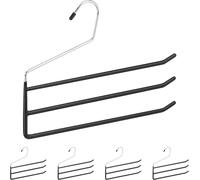 Colgador para pantalones, juego de 5 unidades, antideslizante, con 3 barras, colgador de metal para múltiples pantalones, faldas, color