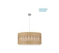 Colgante Alexandra 3xe27 Niquel/Madera Clara Regx60x60 cm