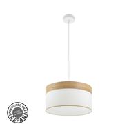 Fabrilamp Lámpara colgante Cloe 1xE27 Blanco/Madera clara 40x40 cm