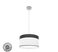 Colgante cloe 1xe27 cromo/blanca-madera negra regx40x40 cm