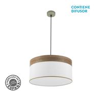 Colgante cloe 2xe27 cuero/blanca-madera oscura regx50x50 cm