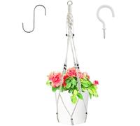 Colgante colgante de cuerda de algodón bohemio, para macetas y plantas, interior y exterior, techos, balcones y terrazas, 85 cm de largo