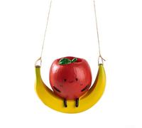 Colgante de resina con forma de fruta con drenaje para decoración de casa, jardín, balcón, color rojo y naranja, 15 x 6,5 x 12,5 cm