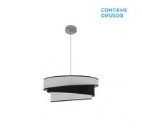 Abrila Hara Cromo/Blanco-Negro - Colgante Moderno 2Xe27 50 Cm