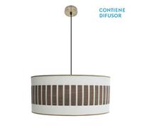 Colgante ivanna 3xe27 cuero/blanco-madera oscura regx60x60 cm