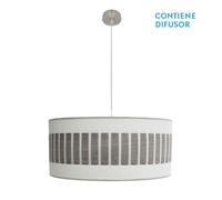 Colgante ivanna 3xe27 niquel/blanco-madera gris regx60x60 cm