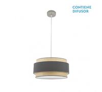 Abrila Kandy Natural/Gris - Colgante Moderno 2Xe27 50 Cm