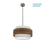 Colgante myriam 2xe27 cuero/madera oscura regx50x50 cm