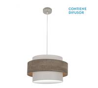 Colgante myriam 2xe27 niquel/madera gris regx50x50 cm