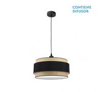 Colgante regulable modelo kandy 2xe27 natural/negro fabrilamp