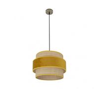 Colgante reyes 1xe27 cuero/natural-yema regx40x40 cm