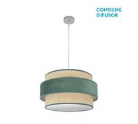 Colgante reyes 2xe27 cromo/natural-verde regx50x50 cm