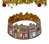 Collar de falda de árbol de Navidad,Collar de árbol de Navidad | Collar de navidad de 26/28 pulgadas, Collar de falda de casa de pan de jengibre LED,Suministros de vacaciones en soporte reutilizable