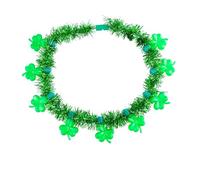 Collar de guirnalda de oropel de trébol brillante para mujeres y hombres, luces LED de plástico con forma de corazón, flor, luces LED, verde, irlandés, día de San Patricio, accesorios de vacaciones
