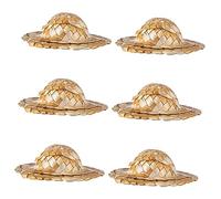 COLLBATH 6 Piezas Pequeño Cartel De Vino Sombrero De Paja Decoraciones para Cócteles Accesorios para Fotos Adornos para Copas De Decoración De Sombreros Artesanales