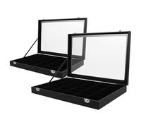 COLLBATH Caja de Colección de Rocas Protección contra Polvo 2 Piezas 36 Compartimentos Desmontables y Diseño Elegante de PU para Exhibición y Almacenamiento