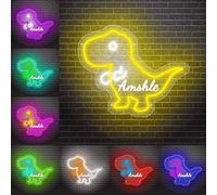 Collienght Letrero de neón de dinosaurio personalizado para niño y niña, luz LED de dinosaurio, lámpara de pared para dormitorio, sala de juegos, luz de neón de dinosaurio, decoración de pared para