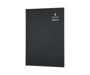 Collins 'Desk' - Agenda de 13 meses de mitad de año académico, julio de 2025 a julio de 2026-52M.99-2526, agenda de citas diaria a página, tapa dura A5, color negro
