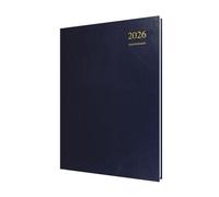 Collins - Essential - Agenda anual 2026 de 12 meses, día a página con agenda de citas por hora, tapa dura A4, azul oscuro (ESSA41A.65-26)