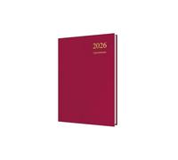 Collins - Essential - Agenda anual 2026 de 12 meses, día a página con agenda de citas por hora, tapa dura A5, granate (ESSA51A.78-26)