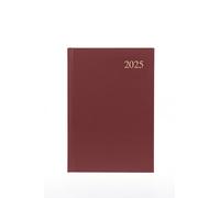 Collins Essential - Agenda de negocios 2025, agenda diaria por página A5 con tapa dura de grano de cuero, granate, ESSA51.78-25