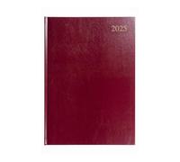 Collins Essential - Agenda de negocios 2025, agenda semanal A4 con tapa dura de grano de cuero, color granate, ESSA43.78-25