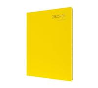 Collins 'Essentials' - Agenda de 12 meses de mitad de año académico, julio de 2025 a julio de 2026 - ESSA41M.45-2526- Agenda de citas diaria a página, tapa dura A4, color amarillo