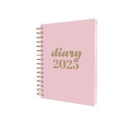 Collins Scandi - Agenda 2025, diario A5 día por página con citas, color rosa, (E-PW51.50-25), planificador diario con tapas duras con alambre y papel reciclado