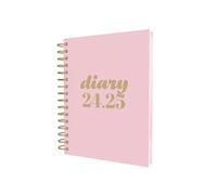 Collins Scandi - Agenda de mitad de año, tamaño A5, día por página, año académico 2024-25, color rosa, diario de medio año para estudiantes, profesores en papel reciclado, E-PW51M.50-2425, agosto de