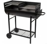 Aktive Barbacoa rectangular de carbón Barbecue 97x42x96 cm, doble parrilla y ruedas