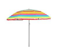 AKTIVE 62362 Sombrilla Playa Grande, Protección UV50, Inclinable y Regulable en Altura, Mástil Acero, Tejido Oxford, 8 Varillas, Sombrillas Grandes, Funda Transporte con Asa, 200 cm, Multicolor