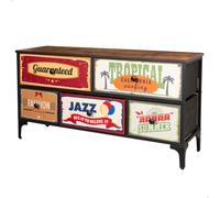 Color Baby Max Home-Mueble Cómoda Vintage 5 Cajones 103X30X56 Cm