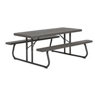 Mesa con bancos plegable ultrarresistente marrón Lifetime 183x76x74 cm uv100