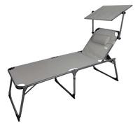 Color Baby Tumbona de playa plegable aluminio con parasol textileno gris Aktive