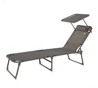 Color Baby Tumbona plegable con parasol textileno gris Aktive 193X53X30/75 cm
