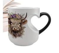 Color Changing Ceramic Mug - 8×9cm Novelty Heart Handle Cow Shape Drinkware