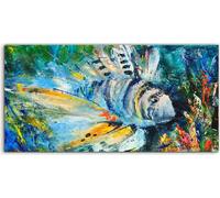 Coloray, cuadro acrílico, 100x50 cm. Cuadro decorativo, pinturas acrílicas, fotografía, decoración de pared, peces león, peces cebra