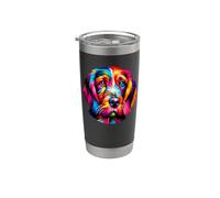 Colorful Pop Art Petit Basset Griffon Vendéen PBGV Vaso térmico de acero inoxidable de doble pared