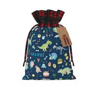 Colorido elefante y Lea impresión de color a juego bolsa de Navidad a cuadros con cordón, 4.7 x 6.9 pulgadas para Navidad Halloween