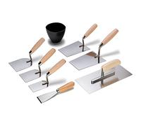 Colorus Stuckateur - Juego de herramientas (8 piezas) Paleta de limpieza de acero inoxidable, espátula de yeso, paleta de alisado, paleta de estuco, espátula de pintura, para enyesados, hormigón.