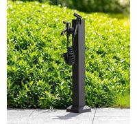 Columna de agua de jardín de acero inoxidable con pistola de alta presión, hidrante exterior freestanding con grifo doble, para patios y baño de mascotas(60cm)