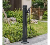 Columna de agua de jardín de aleación de aluminio con pistola de alta presión, hidrante exterior con grifo doble, para patios y baño de mascotas(95cm)