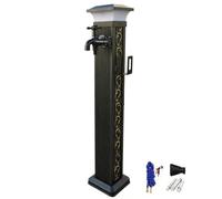 Columna de agua de jardín, grifo exterior a prueba de heladas con luz solar, dos salidas, gancho de manguera y aerógrafo para riego de jardín y terraza