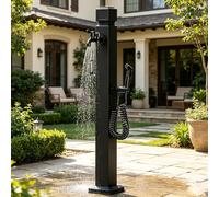 Columna de agua independiente con soporte para manguera de grifo, poste para grifo de jardín, pilar de característica de agua de acero inoxidable, hidrante de jardín(Style 5,Height: 95cm/37.4in)