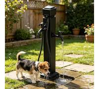 Columna de agua independiente con soporte para manguera de grifo, poste para grifo de jardín, pilar de característica de agua de acero inoxidable, hidrante de jardín(Estilo 4,Height: 80cm/31.5in)