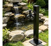 Columna de agua para exteriores con grifo de doble salida, grifo de agua para jardín, poste de agua para hidrante de jardín de acero inoxidable para patio granja, negro(Square B,Height: 80cm/31.5in)